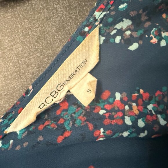 BCBGeneration one-shoulder dress blue with multicolor stripes - size small - Picture 3 of 3